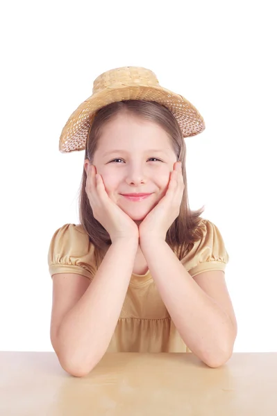 Ragazza con il cappello di paglia — Foto Stock