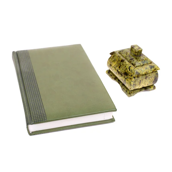 Green foliant book and casket — Stock Photo, Image