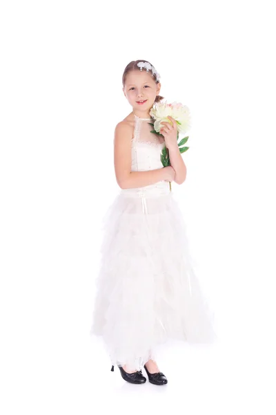 Klein meisje met een bloem — Stockfoto