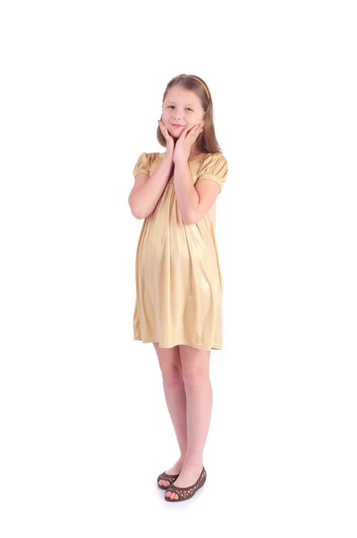 Dziewczynka w złotej sukni — Zdjęcie stockowe