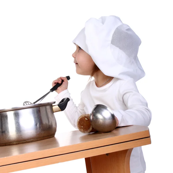 Fofo pequeno bebê cozinheiro — Fotografia de Stock