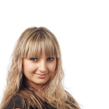 genç güzel gülümseyen sarışın kız