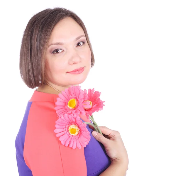 Femme avec des fleurs — Photo