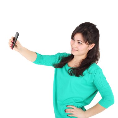 Kız selfie çekiyor.