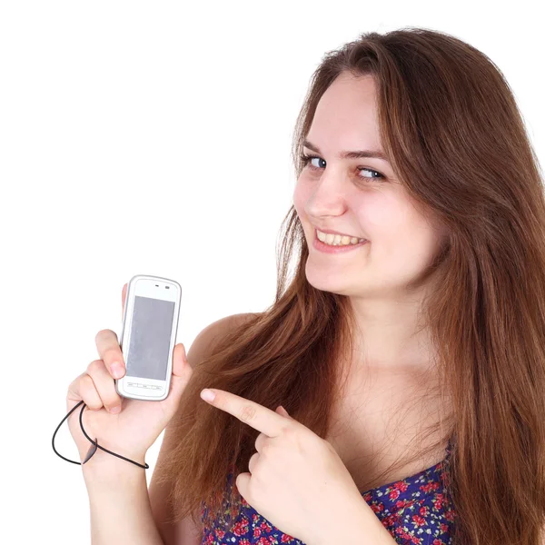 Mooie jonge meisje met de telefoon — Stockfoto