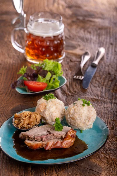 Bavarian Roast Pork Dumplings — Stock Photo, Image