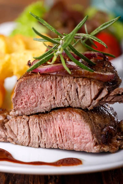 Slices Steak Plate — Stock Photo, Image
