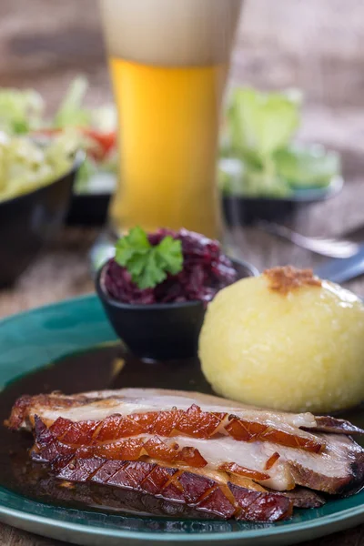 Bavarian Roasted Pork Dumplings — Stock Photo, Image