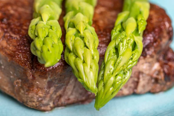 Asparagus Potatoes Steak — Stock Photo, Image