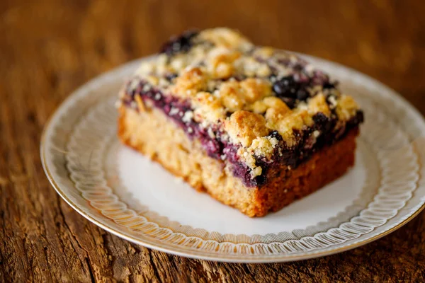 Blueberry Cake Dark Wood — Stock Photo, Image