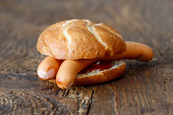 Salsichas Frankfurter Pão — Fotografia de Stock