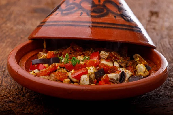 Close Van Een Tajine Hout — Stockfoto