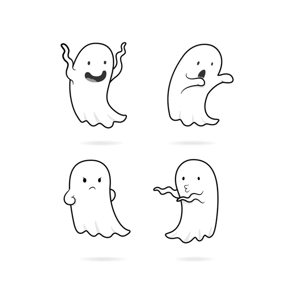 かわいい幽霊 2 ラインアート Bw — ストックベクタ