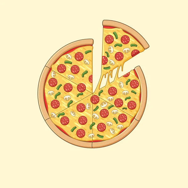Ilustrasi Pizza Pepperoni - Stok Vektor