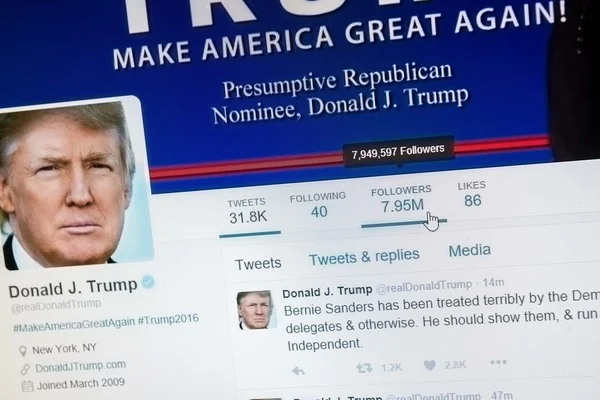 Caldwell Idaho Usa Maj 2016 Huvudsida Donald Trump Twitter Sida — Stockfoto
