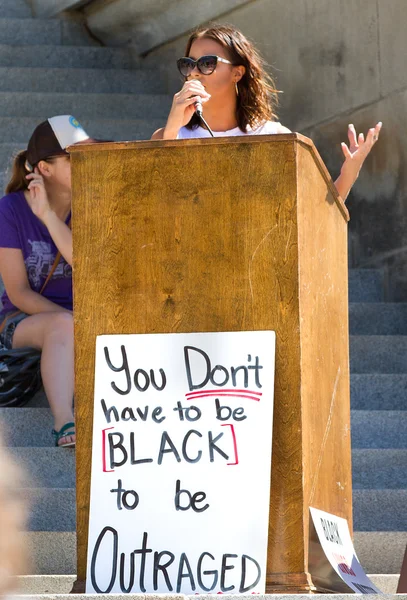 Boise Idaho Červenec 2016 Řešení Davu Době Kdy Shromáždíme Černém — Stock fotografie