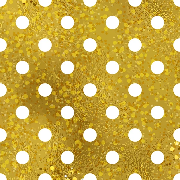 Witte en gouden patroon. Abstracte polka dot achtergrond. — Stockvector