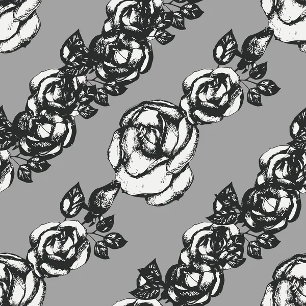 Винтажная черно-белая роза — стоковый вектор