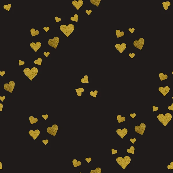 Golden  hearts seamless pattern — Stock Vector