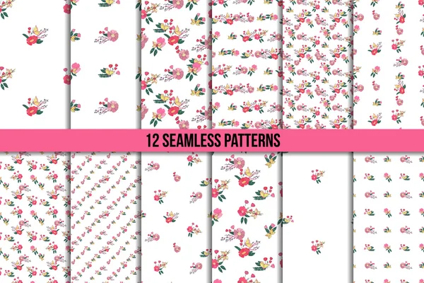 Floral sans couture Vintage Wildflowers Pattern Set — Image vectorielle