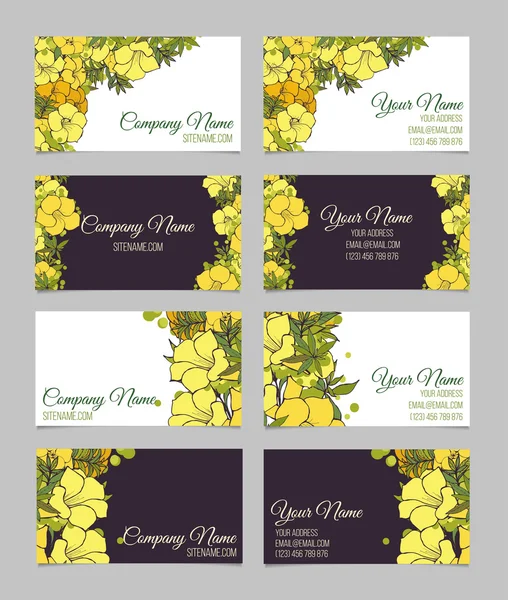 Conjunto de cuatro tarjetas florales de doble cara — Vector de stock