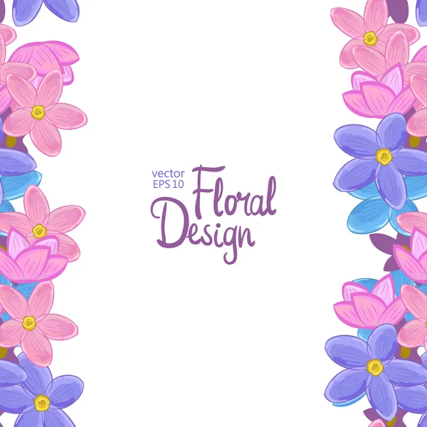 Borde vectorial con flores de olvidarme-no — Vector de stock