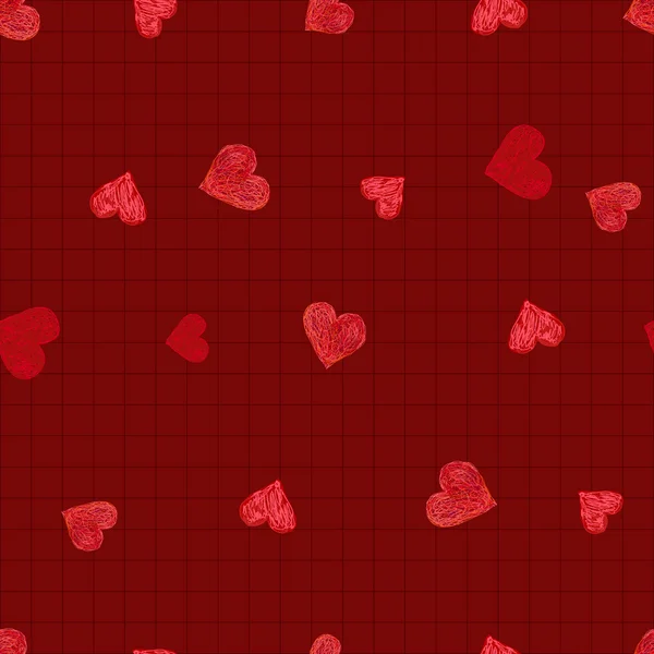 Doodle seamless pattern with hearts — Stock Vector