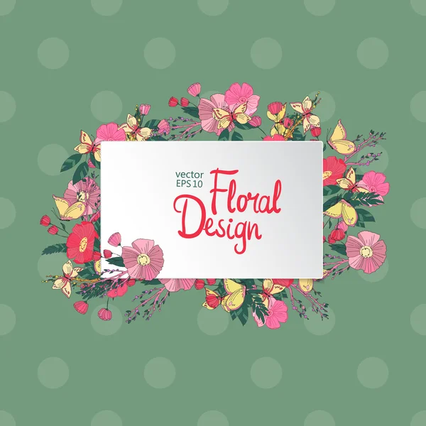 Vintage floral quadro vetorial — Vetor de Stock