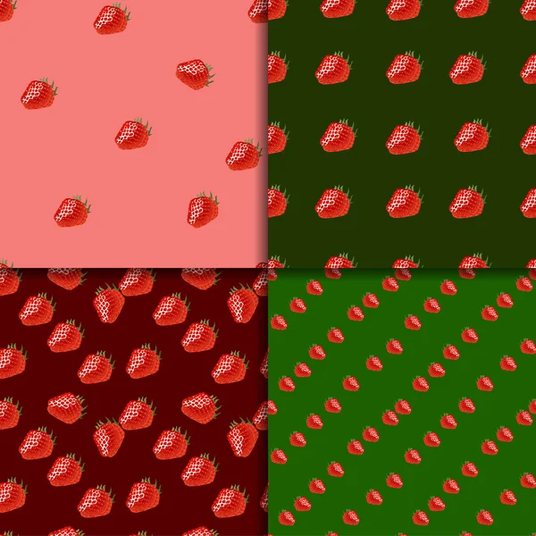 无缝模式设置与草莓 — 图库矢量图片