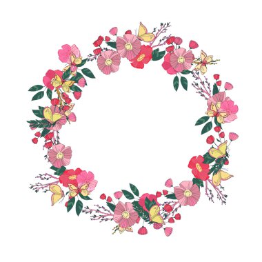 Kır çiçekleri çiçek çelenk yaptı