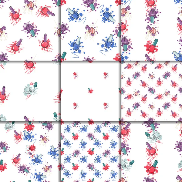 Naadloze patroon ingesteld met nagellak — Stockvector