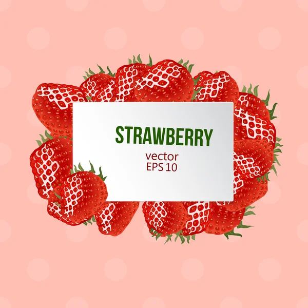Batas strawberry dan tempat untuk teks Anda - Stok Vektor