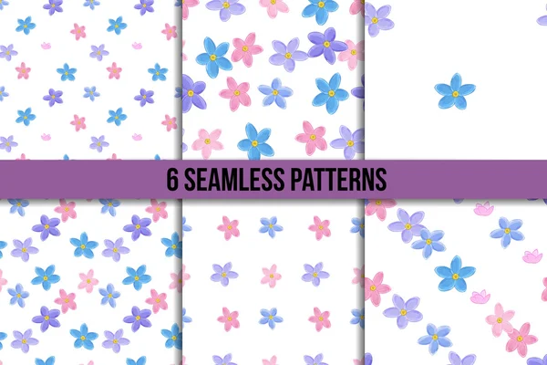 Seamless forget-me-not pattern set — Stock Vector