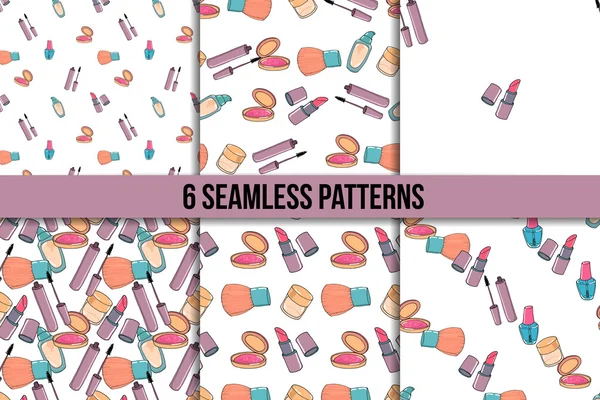Makeup seamless pattern set — Stock Vector