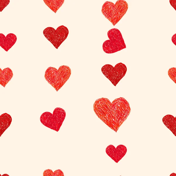 Doodle patrón sin costuras con corazones — Archivo Imágenes Vectoriales