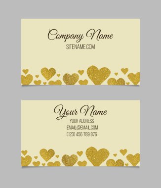 Kartvizit altın folyo kalp şekli tasarımı ile.