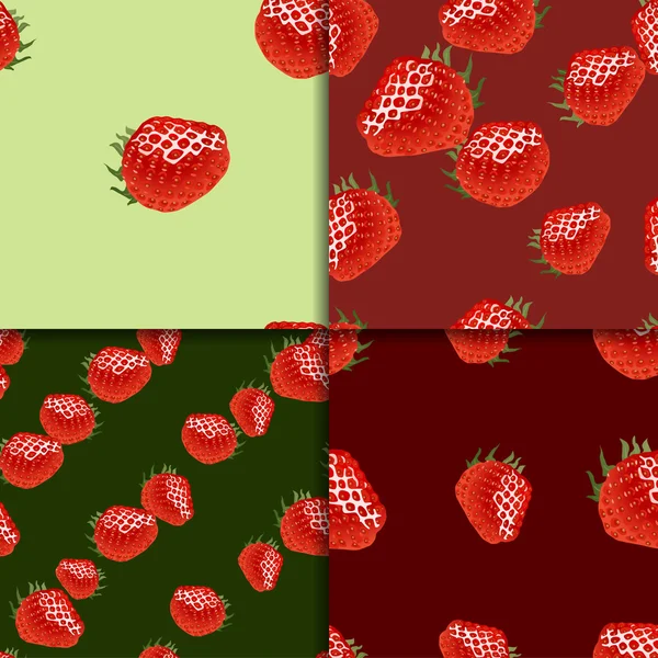 Seamless pattern set with strawberry — Stock Vector