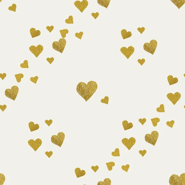 Corazones de oro patrón sin costuras — Vector de stock