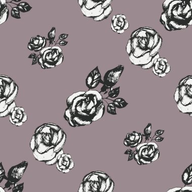 Vintage siyah-beyaz desen gül