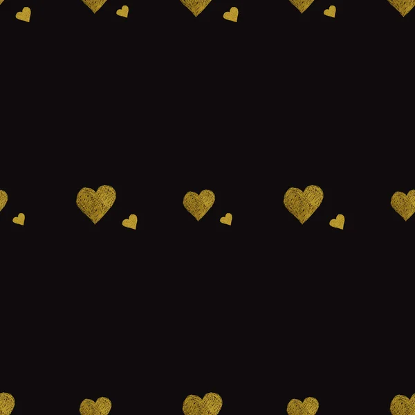 Coeurs dorés motif sans couture — Image vectorielle