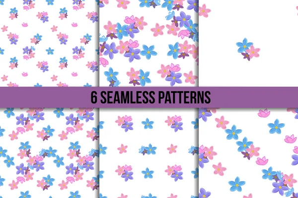 Seamless forget-me-not pattern set — Stock Vector