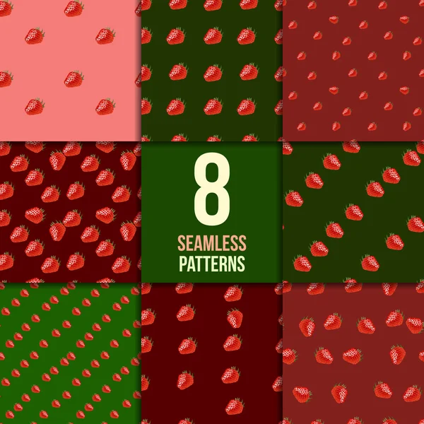 Seamless pattern set with strawberry — Stock Vector