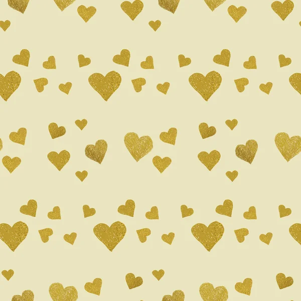 Gyllene hjärtan seamless mönster — Stock vektor