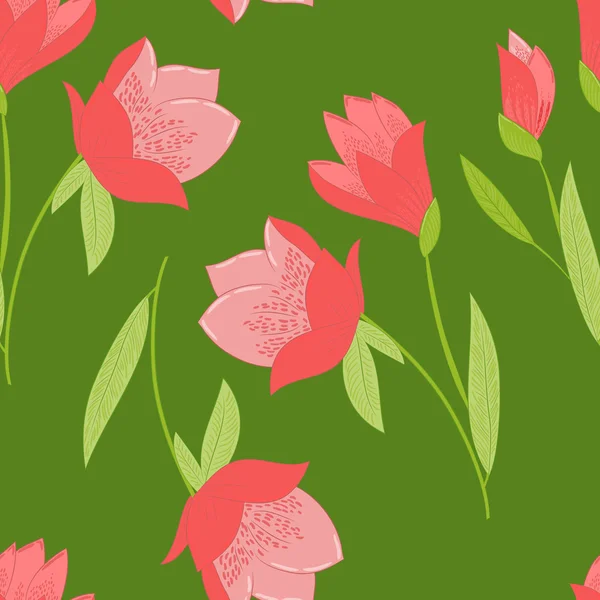 Bezešvý vzor s tulipány — Stockový vektor
