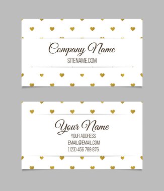 Kartvizit altın folyo kalp şekli tasarımı ile.