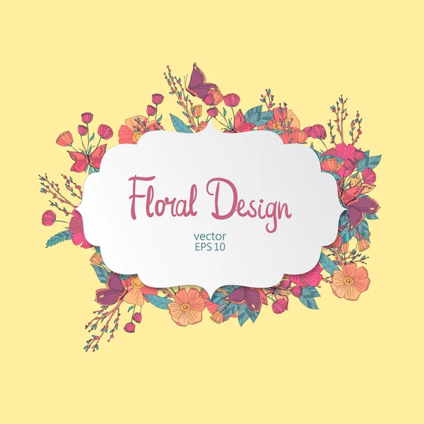 Cadru vectorial floral vintage — Vector de stoc