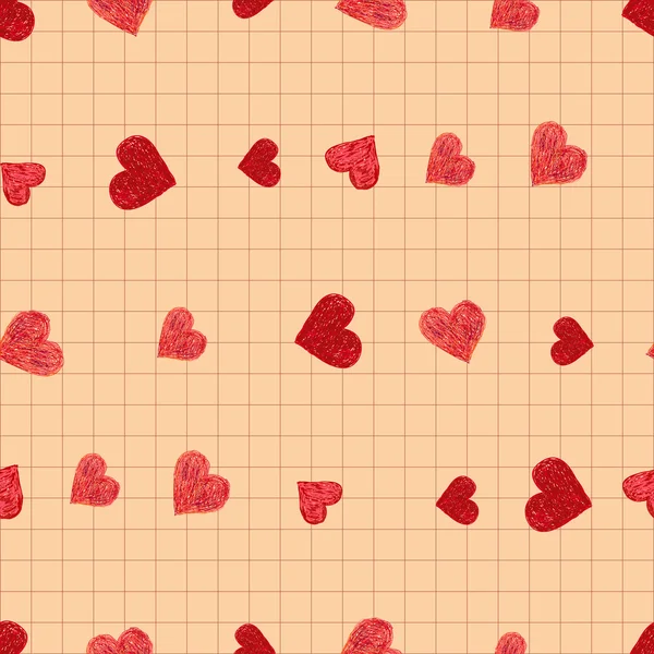 Doodle patrón sin costuras con corazones — Archivo Imágenes Vectoriales