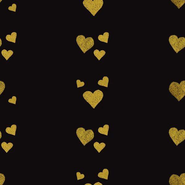 Golden  hearts seamless pattern — Stock Vector