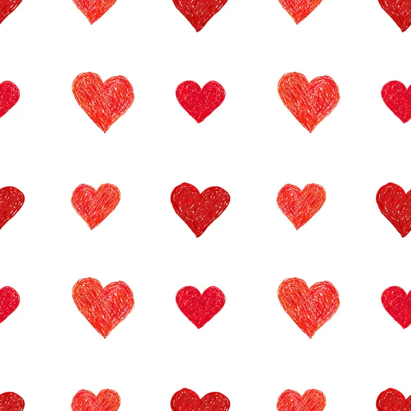 Doodle patrón sin costuras con corazones — Vector de stock