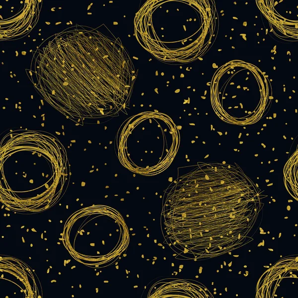 Golden håndtegnede cirkler sømløse mønster – Stock-vektor